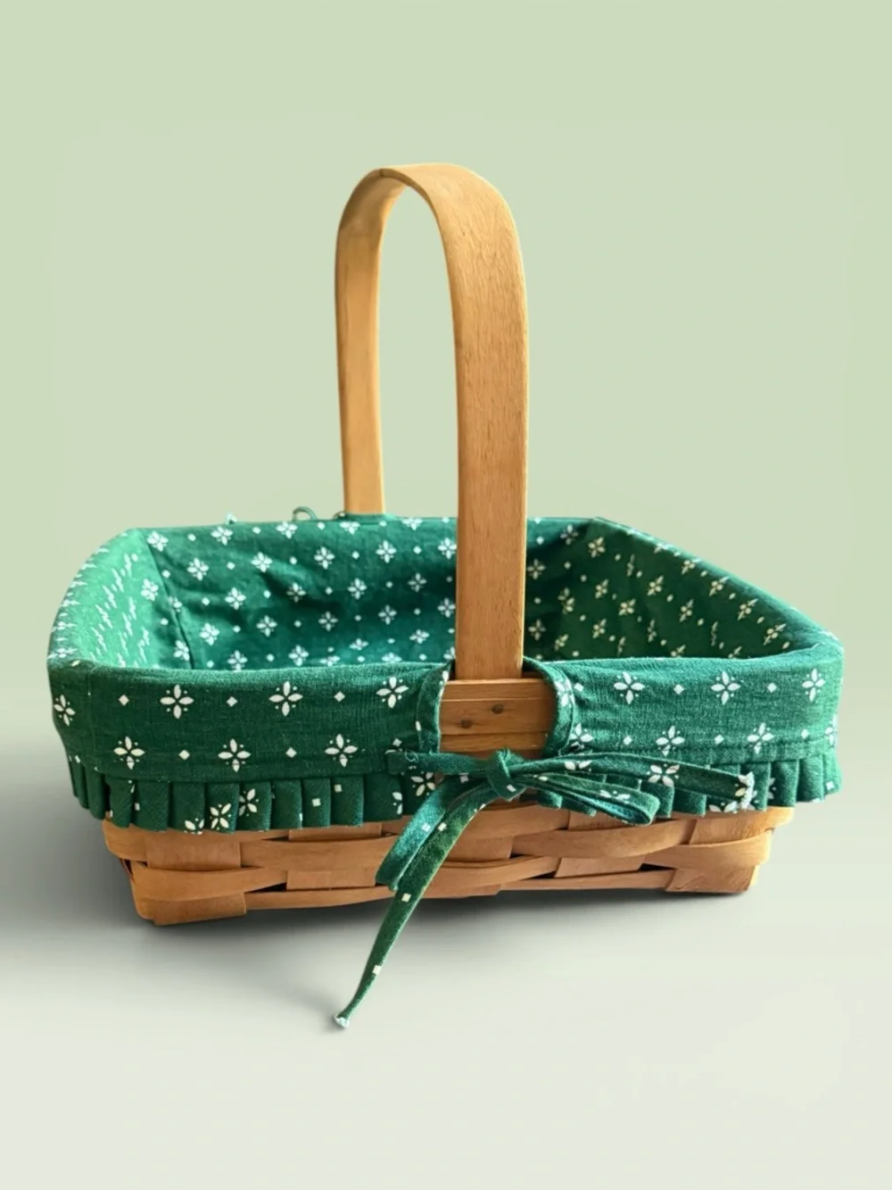 Vintage 1996 Handwoven Longaberger Square Basket & Cotton Liner